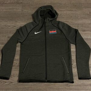 Nike Men's Medium Kenya Pro Elite woven Dark Gray Performance Jacket with Hood